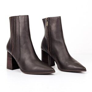Blondo Women Indi Western Stretch Panel Brown Leather Waterproof Ankle Boots 8